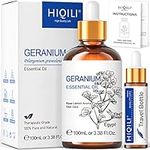 HIQILI Geranium Essential Oil, 100% Pure & Natural for Aromatherapy, Diffuser, Spray, Skin, Hair, Body Wash, Soap & Candle Making - 3.38 Fl Oz