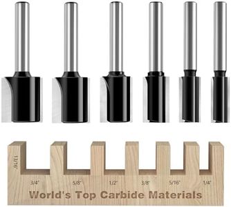 6Pcs Straight Router Bit Set 1/4 Shank, Double Flute Dado Straight Cut Router Bits, Cut Dia 3/4", 5/8", 1/2", 3/8", 5/16", 1/4" Wear-resistant and Longlife, Router Bits for Woodworking Groove-13/16"CL