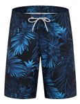 APTRO Men's Swim Trunks Swimwear Beach Shorts Bathing Suit HW288 Black&Blue Leaf M