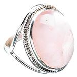 Navya Craft Natural Rose Quartz Ring Handmade Statement Cocktail Sterling Silver Rings Women Pink Gemstone Rings Rose Quartz Jewelry Christmas Gift January Birthstone Custom Ring Sizes 4 to 13 US