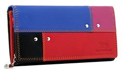 MORUCHA Women RFID Blocking Colorful Genuine Leather Long Clutch Wallet Multicoloured Purse M05