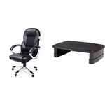 SONGMICS Executive Office Chair with High Back, Durable and Stable, Black, OBG22BUK & Amazon Basics Height-Adjustable Display Stand for Laptops and Monitors with Non-Skid Feet, Black
