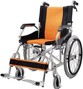 Gilani Enginrrting Light Manual Compact Aluminium Wheelchair with Foldable Backrest and Attendant Handbrakes-FREEWHEELS - Orange