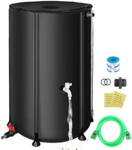 SKM Collapsible Rain Barrel, PVC Rain Water Collection System and Water Tank for Outdoor/Garden/Lawn, Portable Rain Water Collection Barrel Container with Spigots & Overflow Kit, 100Gallon, Black