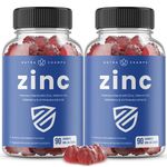 (2 Pack) Zinc Gummies for Adults | 4-in-1 Zinc Supplements with Vitamin D3, Elderberry & Echinacea | Immune Booster for Adults | Heart, Brain & Immune Support | 180 Immunity Gummies