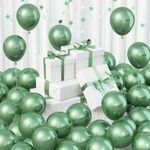 Jobkoo 60Pcs Metallic Green Balloons 5Inch Chrome Dark Green Balloon Retro Sage Olive Green Metallic Party Balloons Hunter Green Chrome Helium Balloon for Jungle Birthday Graduation Wedding Decoration