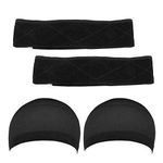 Wig Grip Headbands For Women Edge Saver Wig Headband Wig Bands No Slip Velvet Wig Grip Elastic Stretched 2 Pieces Wig Head Bands With 2 Pieces Wig Caps Hair Wig Nets Stretch Mesh