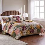 Greenland Home 100% Cotton Authentic Patchwork Quilt Set, Multicolor, Twin