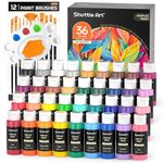 Shuttle Art Acrylic Paint Set, 36 Colors Acrylic Paint (2oz/Bottle) with Brushes & Palette, Rich Pigments Non-toxic Paint for Artists & Adults, Art Supplies for Canvas Rock Ceramic Wood Painting