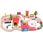 NESTA TOYS - 69 Pieces Train Track Set | Railway Track with Vehicles, Bridges, People, and Buildings (3+ Years)