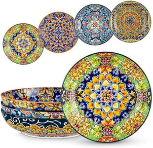 vancasso Pasta Bowls Set of 4, 42oz Ceramic Serving Bowls,Boho Pasta Plates