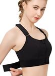 Fabluk High-Impact Velcro Sports Bra: Adjustable, Front-Zip for Yoga, Gym & Workout Bra for Women (in, Alpha, L, Regular, Black1)