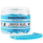 Haisstronica 200PCS Blue Heat Shrink Butt Connectors- Waterproof butt Connectors-Insulated Electrical Wire Connectors-Crimp Connectors For Watercraft,Electrical,Electronics,Automotive Butt Splice16-14