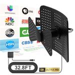 ATSC3.0 Outdoor Antenna HD Digital Smart TV Antenna with Strong Signal, 1000 Miles Long Range, Supports 4K 1080P, 32.8ft RG59 Coax Cable, Support 2 TVs, Weather Resistant, Indoor Antenna