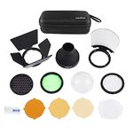 Godox AK-R1 Accessories Kit with Dome Diffuser, Barn Door, Grid, Color Gels for Godox V1 Flash, V1-S, V1-C, V1-N, AD100 Pro, AD200 AD200 PRO Round Flash Head H200R