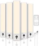 EZVALO Under Cabinet Kitchen Lights, 5 Pack of 3500K Dimmable Wireless Motion Sensor Lights Indoor with Remote Control, LED Night Lights for Kitchen,Wardrobe and Cupboard