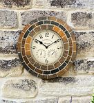 Marco Paul Classic Wall Clock Collection Large Vintage Retro Style Home or Garden Clocks Indoor Outdoor Thermometer Barometer Waterproof Weatherproof Timing Garden Living Room (Stonegate Mosaic 14")