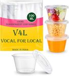 V4L Transparent Takeout Food Containers Food Storage Containers With Lids Freezer Safe | Meal Prep | Microwavable Dishwasher | Leakproof | BPA Free (100 ml pack of 100)