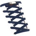 Aiboxin Elastic No Tie Flat Shoe Laces for Sneakers, Tieless Shoelaces for Kids & Adults, Stretch Shoes Strings, Navy, Pack of 1
