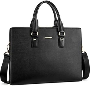 BOSTANTEN Leather Lawyers Briefcase Shoulder Laptop Business Slim Bags for Men & Women Black