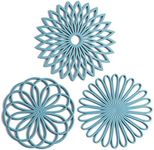 Set of 3 Silicone Trivet Mat - Hot Pot Holder Hot Pads for Table & Countertop - Trivet for Hot Dishes - Non-Slip & Heat Resistant Modern Kitchen Hot Pads for Pots & Pans, Turquoise