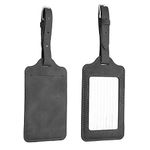 kwmobile Luggage Tags - 2X Synthetic Leather Name Address Cards for Travel Luggage, Suitcases - Anthracite