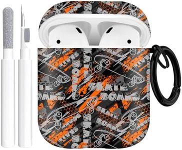 Gedicht for Airpods 2nd Generation Case, Cute Cool Skateboard Pattern Protective TPU Soft Cases for Airpods Case 2nd/1st Gen, Shockproof for Airpods Case Men Women with Cleaner Kit & Keychain-Orange