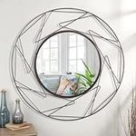 JJUUYOU Large Round Mirror Bronze Circle Mirror Decor 20 Inch Accent Mirror with Metal Frame, Mirrors for Bedroom, Wall, Living Room, Vanity, for Modern Minimalist Home Decorative