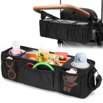 GRAOSO Wagon Parent Console Compatible with Wonderfold W4, Stroller Snack Tray Compatible with Keenz 7S+, Wagon Accessories with 2 Insulated Cup Holders, Black