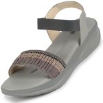 FAUSTO FST KI-208 GREY-37 Women's Grey Open Toe Multi Color Strap Platform Woven Design Slip On Sandals (4 UK)