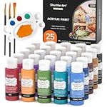 Shuttle Art Acrylic Paint Set, 25 Vintage Colours Acrylic Paints, 2oz/60ml Bottles, Rich Pigmented, Premium Acrylic Paints for Artists, Beginners and Kids on Rocks Crafts Canvas Wood Ceramic