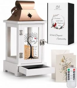 HugMemories Memorial Lantern with Drawer for Keepsakes, Bereavement Sympathy Gifts for Loss of Sister, Sympathy Lantern Funeral Gifts in Memory of Loved One