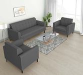 Adorn India Wood Rio Elegant 3+1+1 5 Seater Sofa Set (Grey)