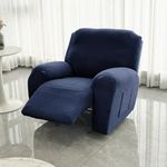 HOKIPO Premium 170gsm, Jacquard 1 Seater Recliner Sofa Cover, Navy Blue (AR-5360-NBLU)