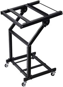 AW 9U DJ Mixer Stand Adjustable Rack Mount Rolling Stage Cart Studio Music Show