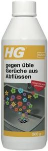 HG Gegen üble Gerüche aus Abflüssen, löst Schmutz und beseitigt Gerüche in Abflüssen, Rohrreiniger für Bad, Küche, Dusche und Waschbecken - 500 g