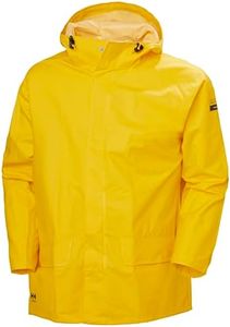 Helly-Hansen Workwear Mandal Adjustable Waterproof Jackets for Men - Heavy Duty Comfortable PVC-Coated Protective Rain Coat, Light Yellow - L