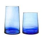 Nicola Spring 12 Piece Merzouga Recycled Highball and Tumbler Glasses Set - 6 Highballs & 6 Tumblers - Blue