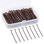 150 Pieces Bobby Pins, Hair Clips Hair Grips Kirby Grips for Women Hair Styling Pins with Storage Box (Brown)