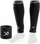 LUX Soccer Sleeves w/Free Guard Stays for Men/Boys/Youth Compatible w/Soccer Grip Sock (Black Large)