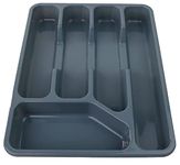 DIVCHI 5 Compartment Plastic Cutlery Tray Kitchen Drawer Organiser Rack Utensils Spoon Fork Holder Plastic Storage Rack Kitchen Tableware Tray (Grey)