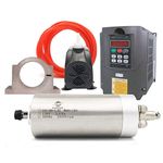 VFD CNC Spindle Motor Kits：110V 1.5KW VFD+110V 1.5KW 3 bearings Water Cooled Spindle Motor+110V 75W Water Pump+80mm Motor Clamp Mount+5m Water Pipe (110V-1.5KW VFD,1.5kw 3 bearings motor)