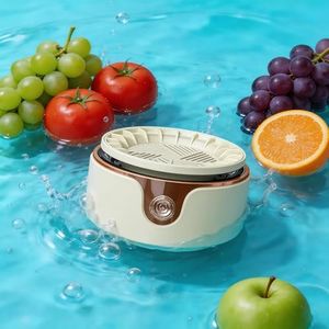 Voltiefy Fruit and Vegetable Washing Machine,Waterproof Fruit and Vegetable Cleaner, Latest Titanium Electrolysis Purification Wireless Charging Suitable for Washing Fresh Produce (Khaki)