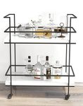 CB Home Vintagia 2-Tier Rolling Serving Bar Cart Black Frame and White Scratch and Spill Resistant Hight Pressure Laminated (HPL) Shelves 29" W x 19" D x 34" H (CB7447-MBDW)