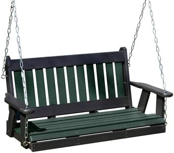 Mission Poly Lumber Wood 5FT Porch Swing Amish Craftsmandship Made in USA HDPE with No Wood fibers 1000 lbs Limit. Stainless Steel Hardware.Signature Design for Patio Outdoor Backyard Garden Park