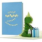 Dinosaur Happy Birthday Card for Boys, Pop Up Card for Kids with 3D Dino and Present, G26