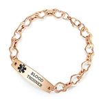 Fashion small Figaro chain medical bracelet for women with free customize engraving medical alert bracelets