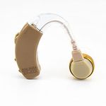 Enlinea F-136 Instant fit Behind The Ear Personal Sound Hearing Amplifier for Seniors with Moderate Hearing Loss (3 Month Seller Warranty). Beige