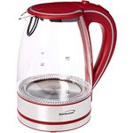 Brentwood Appliances KT-1900R Tempered Glass Tea Kettles, 1.7-Liter, Red