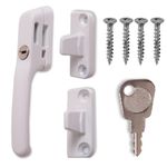 White Fastener Casement Window Handle for Timber Surfaces | with Key, Mount/Wedge and Screws for Easily Installation and Security | DIY Friendly Handles | 133mm Length Window Handle (White)